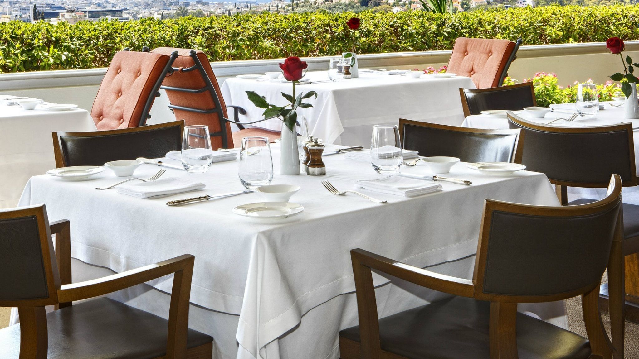 Modern Greek Cuisine Acropolis view GB Roof Garden restaurant Hotel Grande Bretagne Athens