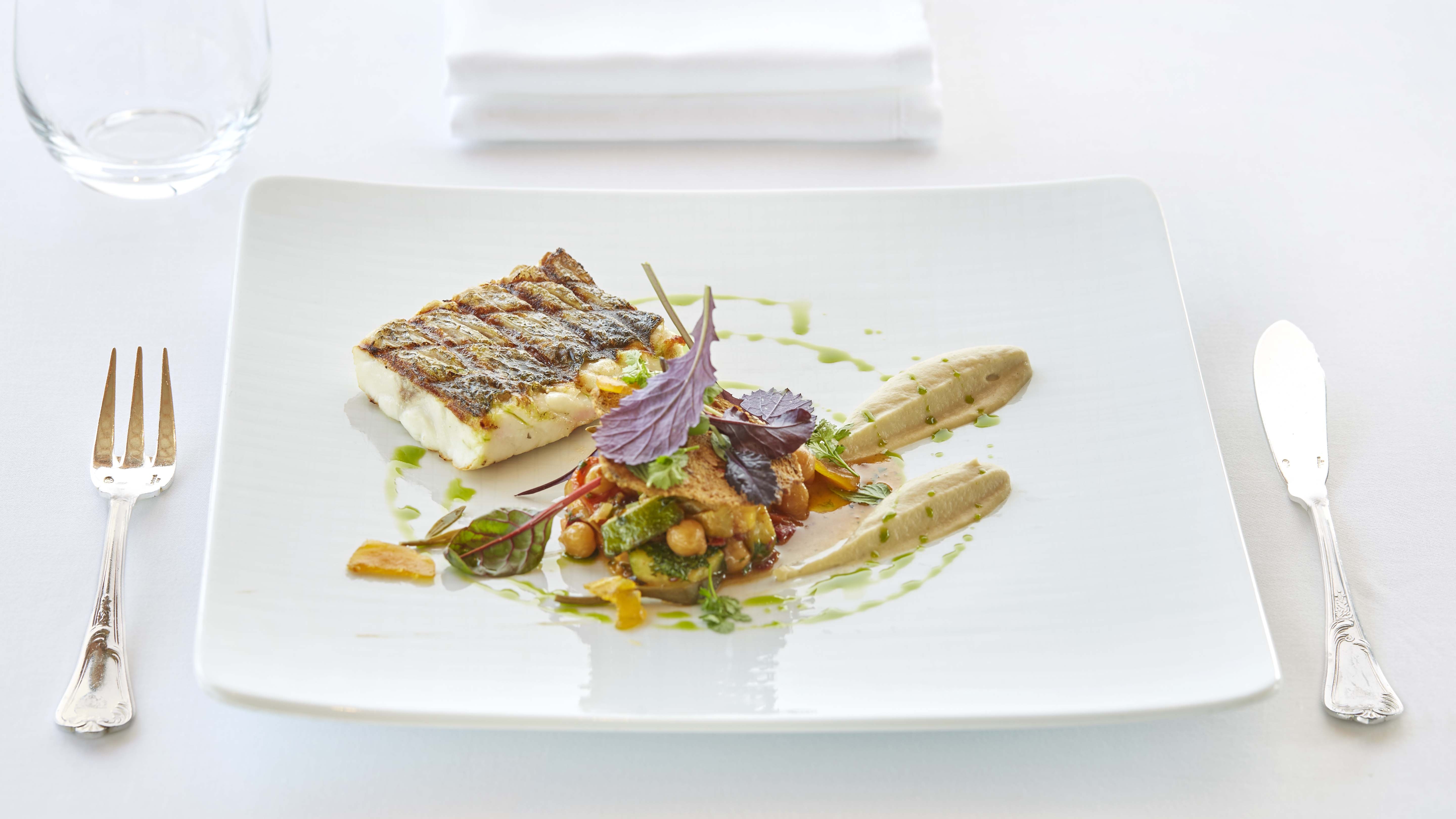 Grilled sea bass